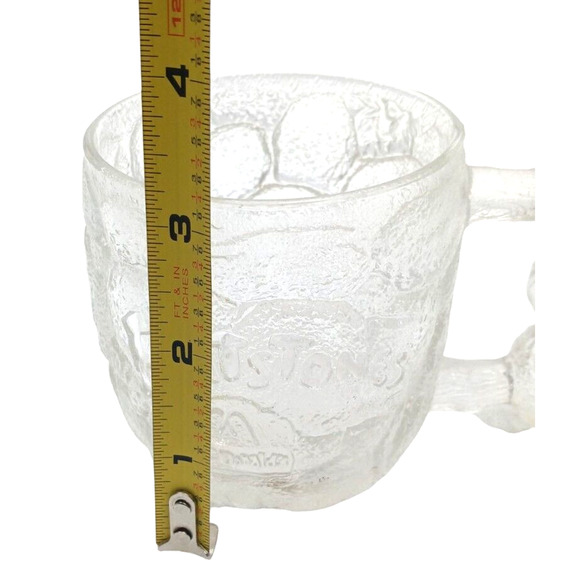 (2) McDonald's Flintstones Cups 1993 Collectible Glass Mug Bedrock Stone Handles - Picture 11 of 12